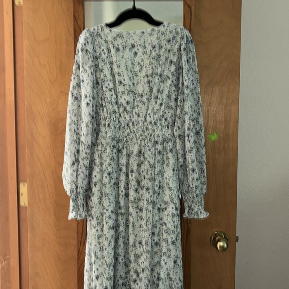 NWOT Altar’s state long sleep green with blue flowers maxi dress size S - Picture 6 of 6